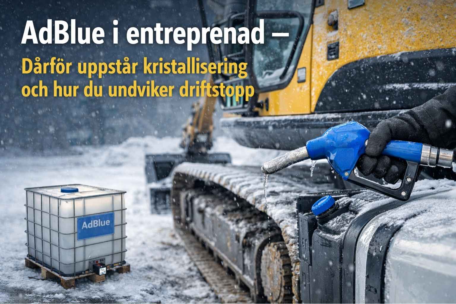 AdBlue 1000 liter IBC till entreprenadmaskin i vintermiljö – förebygger kristallisering i SCR-system
